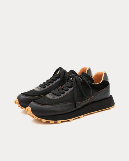 Paracia R-Type 01 Chromexcel Leather Mesh Black Low Top Sneakers - 3