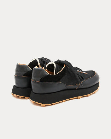 Paracia R-Type 01 Chromexcel Leather Mesh Black Low Top Sneakers - 4