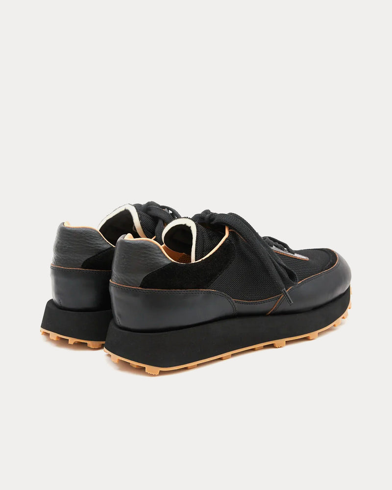 Paracia R-Type 01 Chromexcel Leather Mesh Black Low Top Sneakers - 4