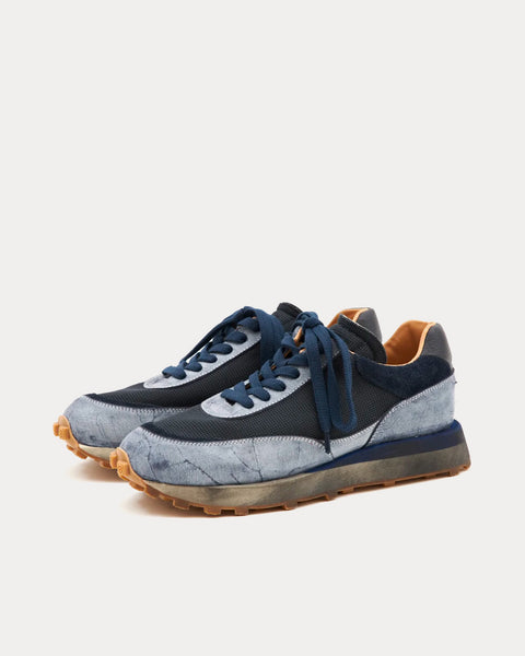 R-Type 01 Rocky Mohawk Leather Distressed Blue Low Top Sneakers