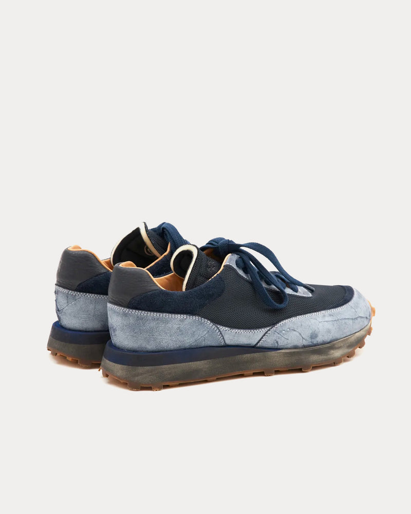 Paracia R-Type 01 Rocky Mohawk Leather Distressed Blue Low Top Sneakers - 4