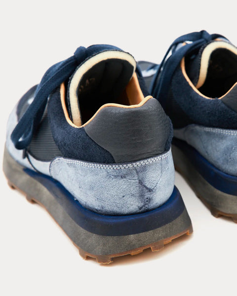 R-Type 01 Rocky Mohawk Leather Distressed Blue Low Top Sneakers