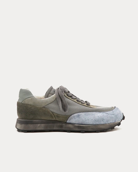 Paracia R-Type 01 Rocky Mohawk Leather Distressed Green Low Top Sneakers - 1