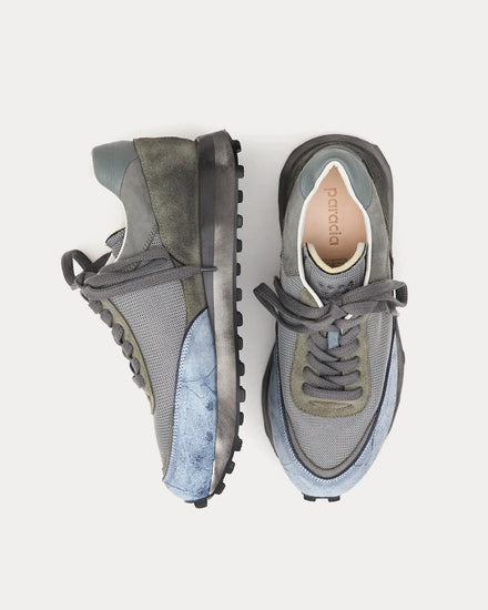 Paracia R-Type 01 Rocky Mohawk Leather Distressed Green Low Top Sneakers - 2