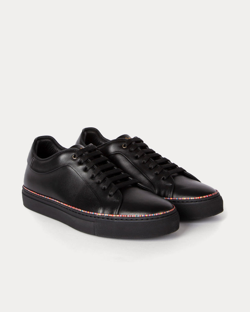 Paul Smith Basso Signature Stripe Piping Black Low Top Sneakers