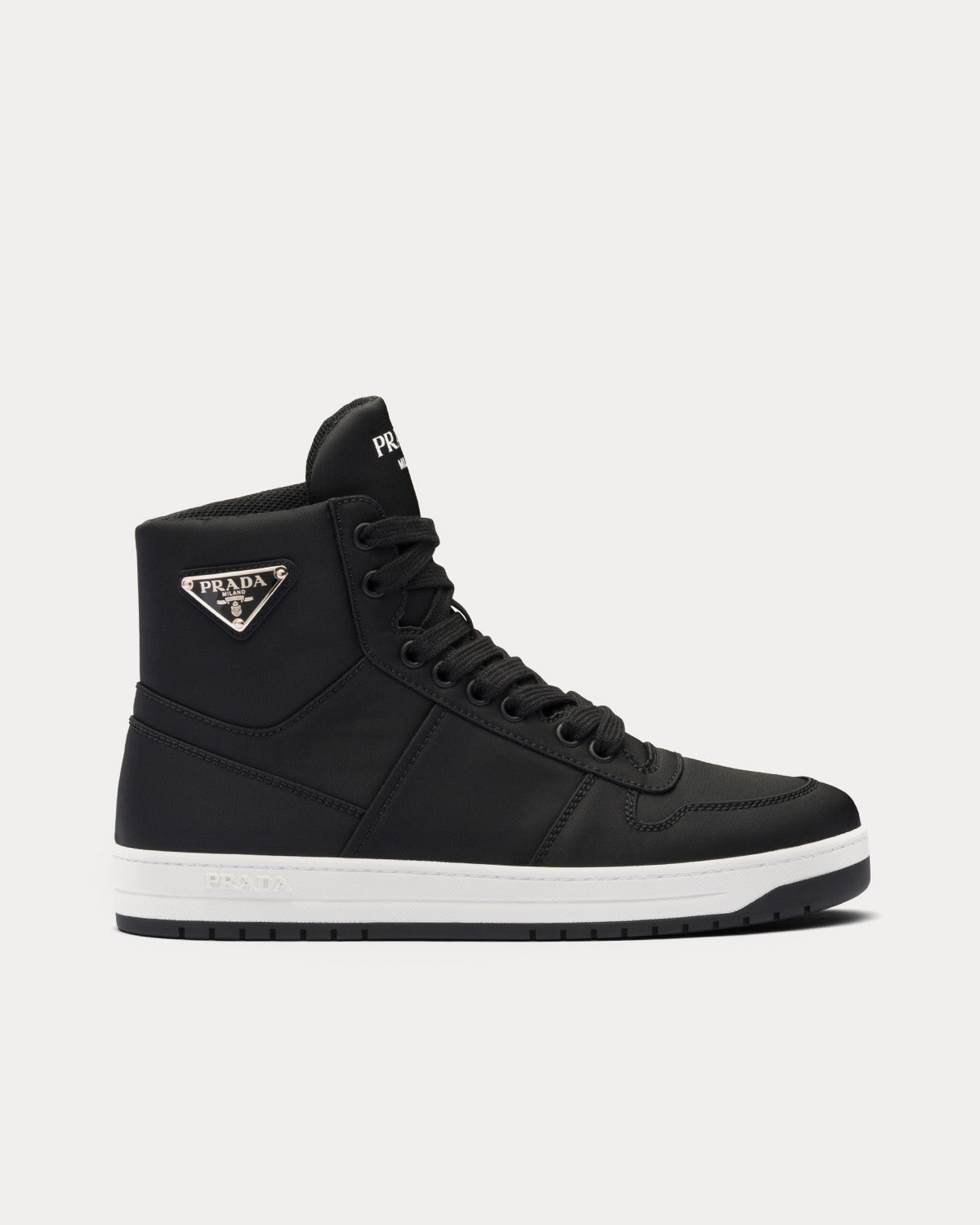Prada Re Nylon Gabardine Black White High Top Sneakers Sneak in Peace