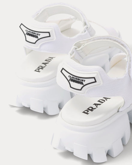 Prada Sporty Woven Nylon Tape White Sandals - 3