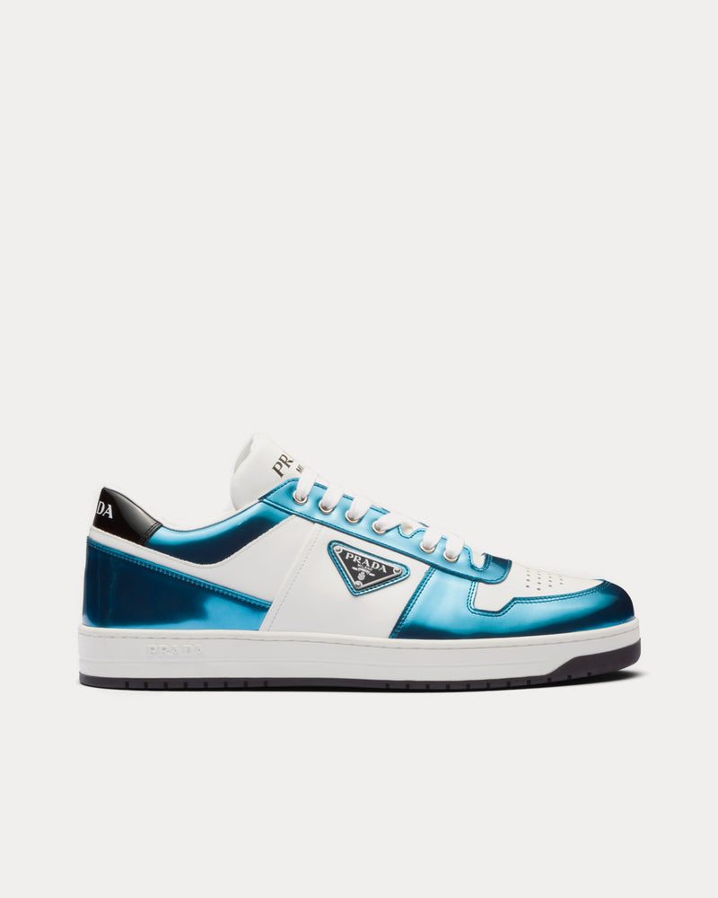PRADA レザースニーカー 青/白 PRADA DOWNTOWN SNEAKERS SHOES 2EG401 BLUE WHITE LEATHER NEW