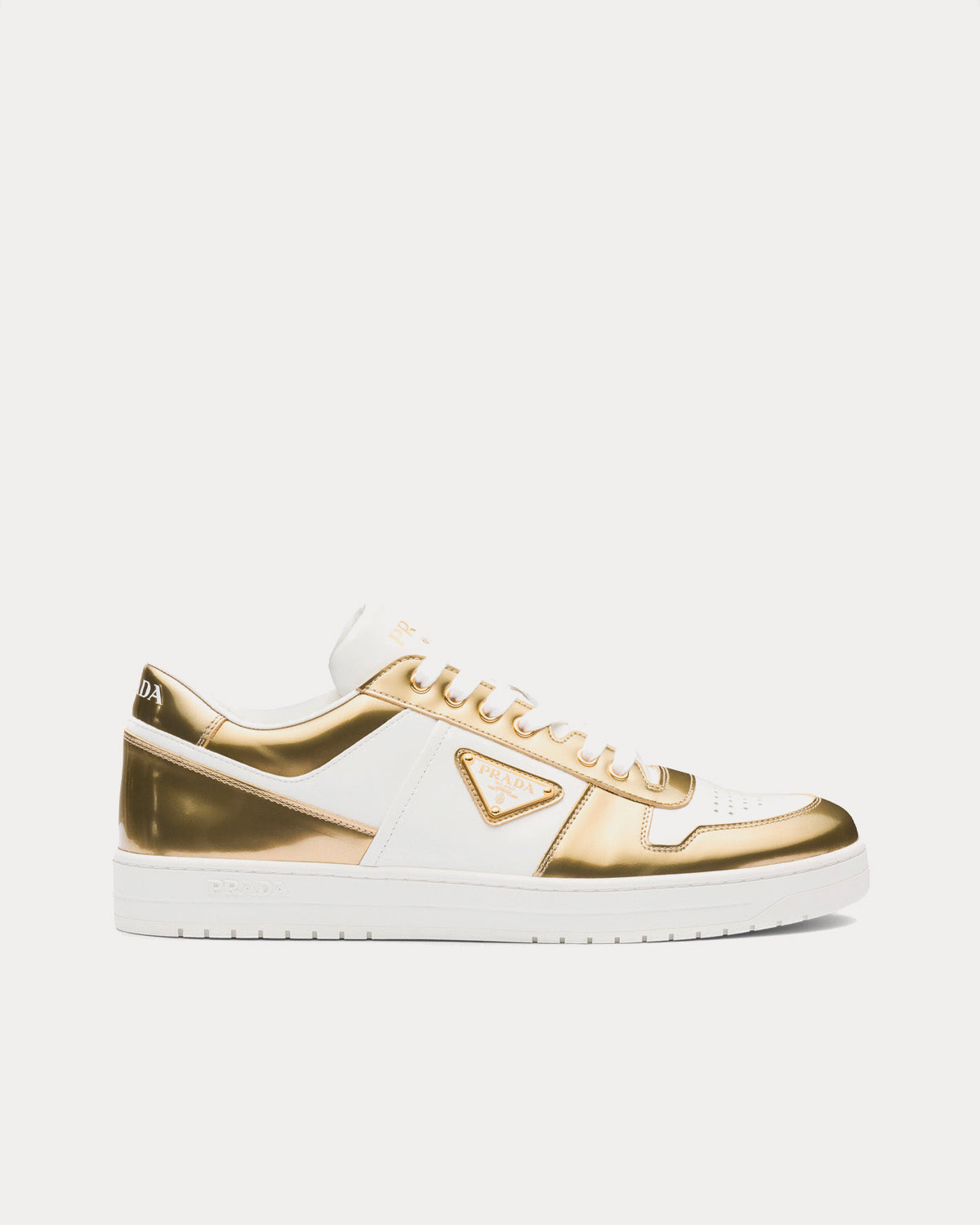 Prada Men's Downtown White / Platinum Low Top Sneakers