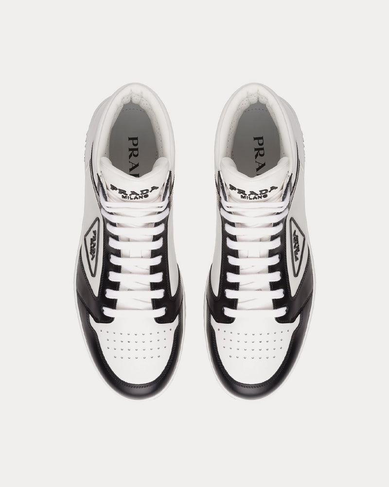 Prada Sporty Leather Black / White High Top Sneakers - 2