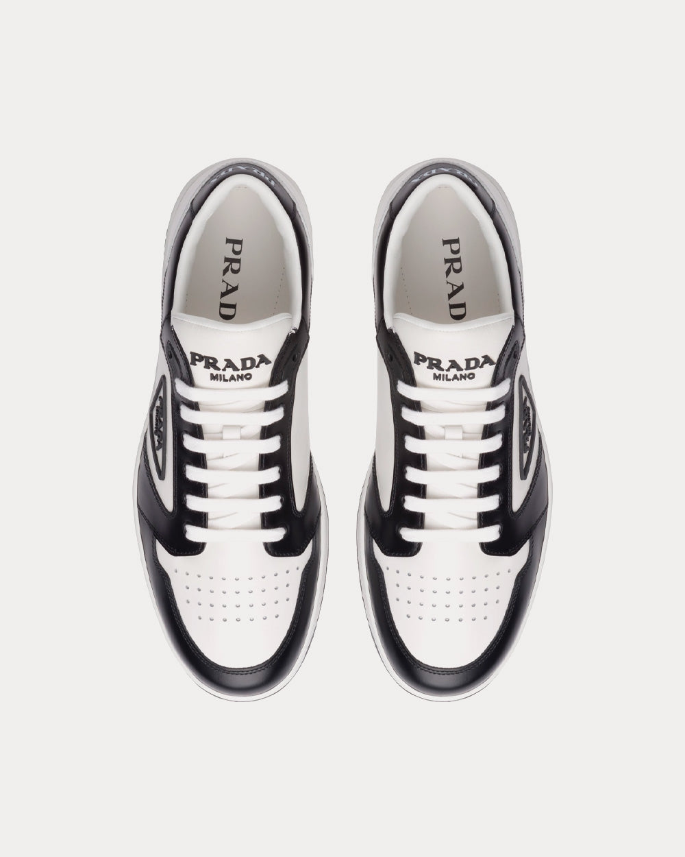 Prada - Sporty Leather Black / White Low Top Sneakers