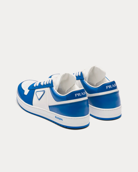 Prada Men's Leather White / Cobalt Blue Low Top Sneakers