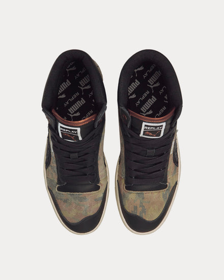 Puma Ralph Sampson Mid Camo xReplay Black / Lichen Green High Top Sneakers - 2