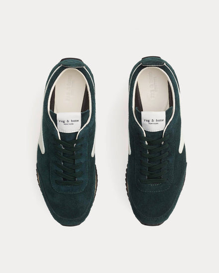 Rag & Bone Retro Runner Suede And Recycled Materials Dark Emerald Low Top Sneakers - 2