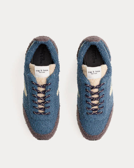 Rag & Bone Retro Runner Eiffel Blue Sherpa Low Top Sneakers - 2