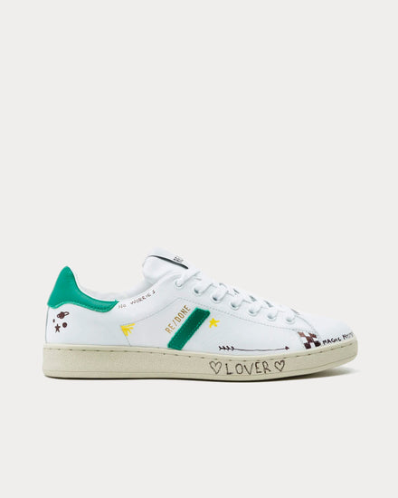 RE/DONE 70s Tennis Doodle White Green Low Top Sneakers - 1