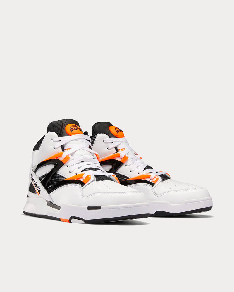 Reebok Omni Zone II White / Wild Orange / Black High Top Sneakers - 2