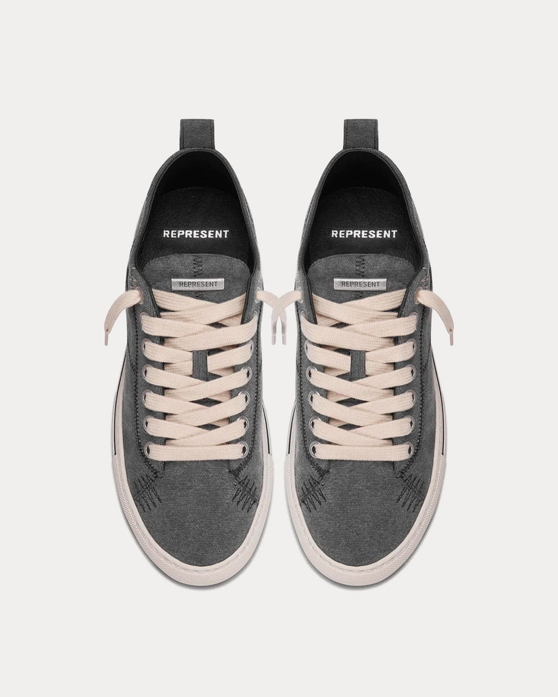 Represent Alpha Washed Black Low Top Sneakers - 2