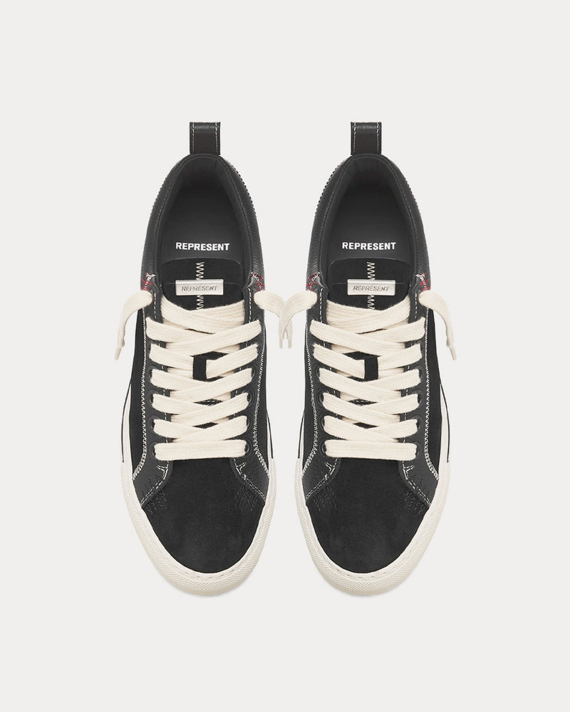 Represent Alpha Black / Vintage White Stitch Low Top Sneakers - 2