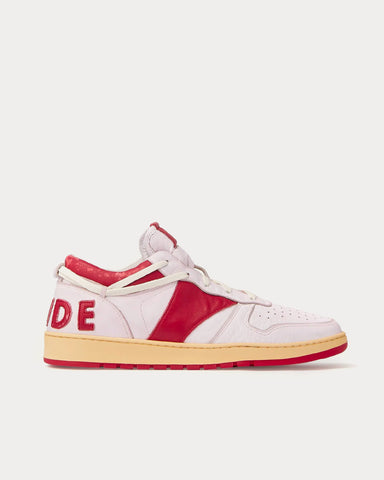 Rhude Rhecess Distressed Leather Red Low Top Sneakers