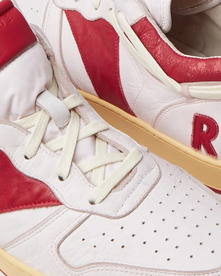 Rhude Rhecess Distressed Leather Red Low Top Sneakers - 4