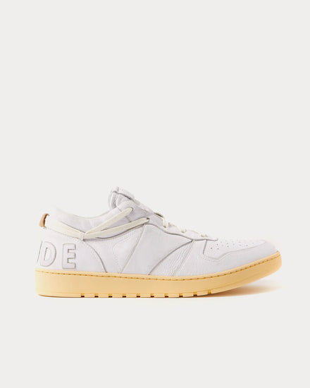 Rhude Rhecess Distressed Leather White Low Top Sneakers - 1