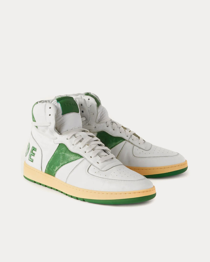 Rhude Rhecess Sky Suede-Trimmed Leather White / Green High Top Sneakers - 2