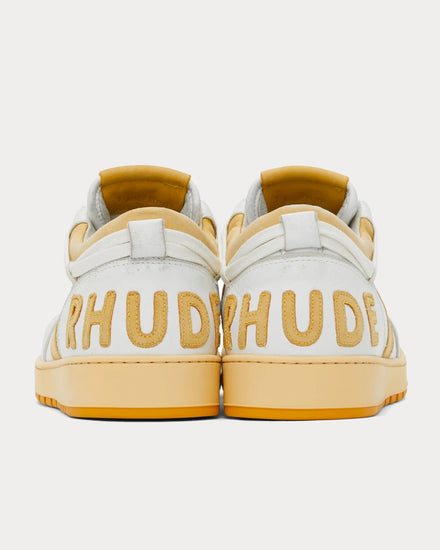 Rhude Rhecess White / Yellow Low Top Sneakers - 4