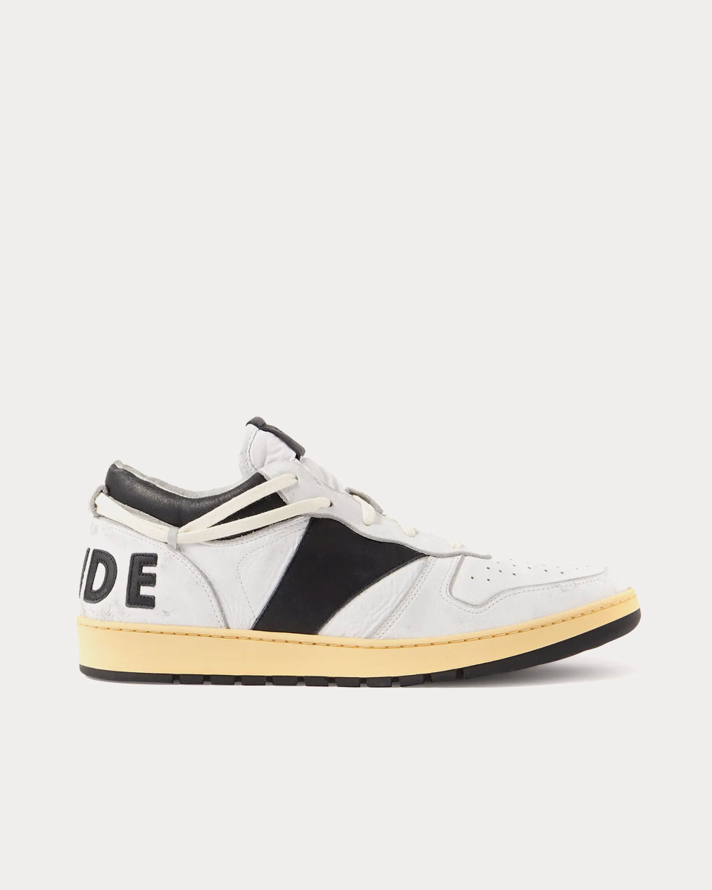 Rhude - Rhecess Distressed Leather White / Black Low Top Sneakers