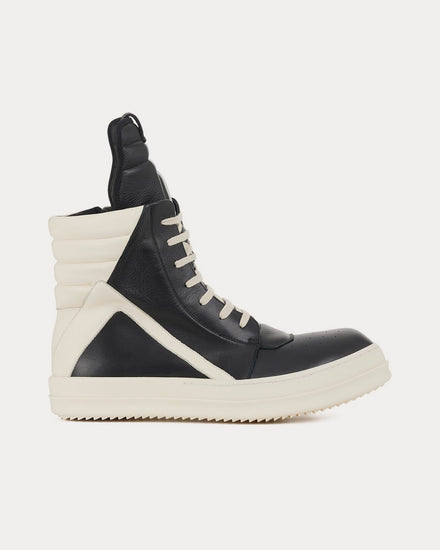 Rick Owens Men's Geobasket Black / Milk / Milk High Top Sneakers