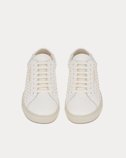 Saint Laurent Andy Leather with Studs White Low Top Sneakers - 2