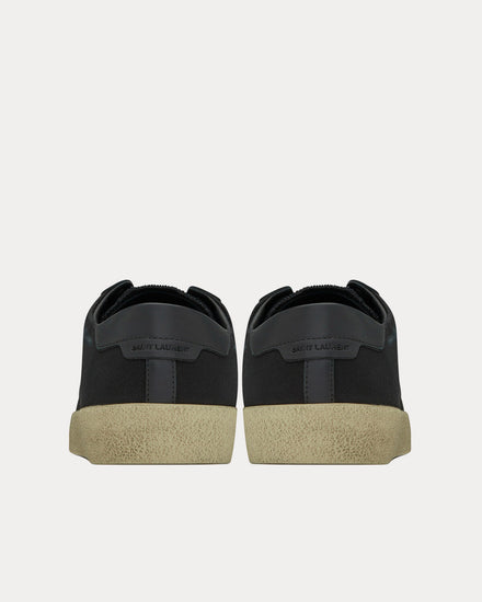 Saint Laurent SL/06 Court Classic Embroidered Canvas & Smooth Leather Black Low Top Sneakers - 4