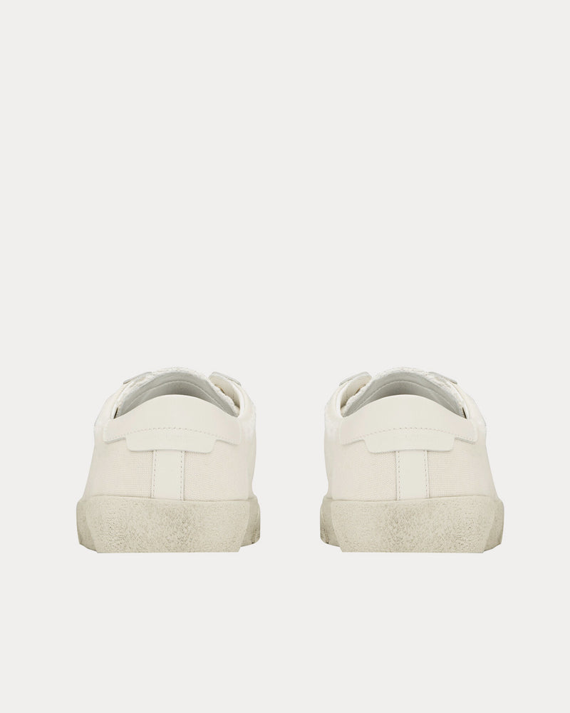 Saint Laurent SL/06 Court Classic Embroidered Canvas & Smooth Leather Cream Low Top Sneakers - 4