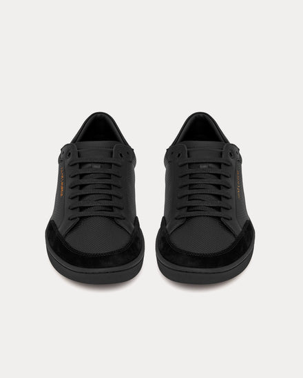 Saint Laurent SL/10 Court Classic Perforated & Smooth Leather Black Low Top Sneakers - 2