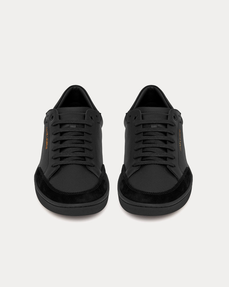 Saint Laurent SL/10 Court Classic Perforated & Smooth Leather Black Low Top Sneakers - 2