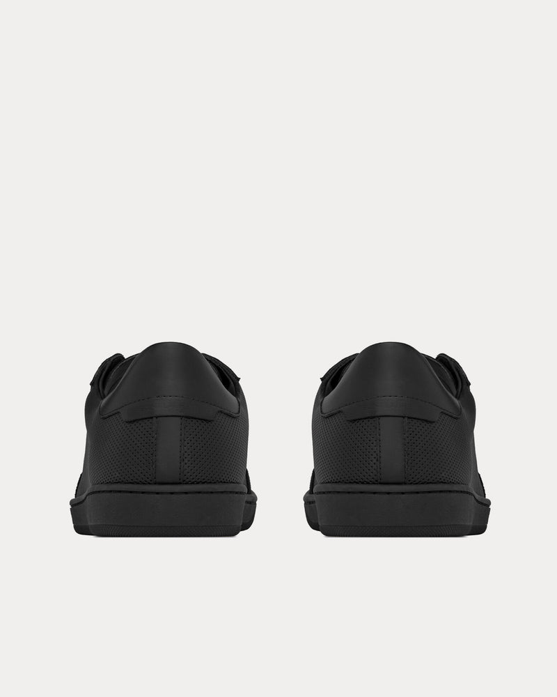 Saint Laurent SL/10 Court Classic Perforated & Smooth Leather Black Low Top Sneakers - 4