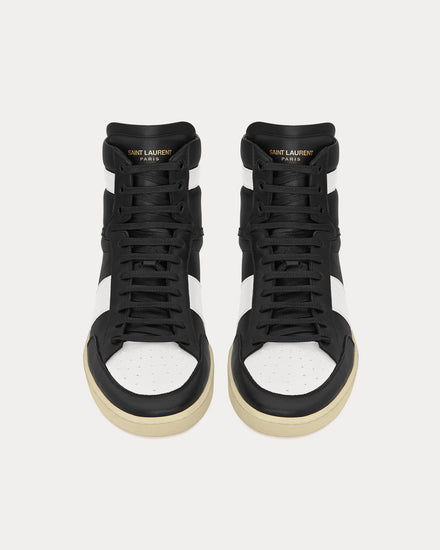 Saint Laurent SL/10H Court Classic Leather Black / White High Top Sneakers - 2