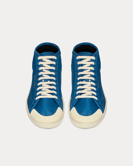 Saint Laurent SL/39 Court Classic Nylon & Leather Navy / Coffee White Mid Top Sneakers - 2