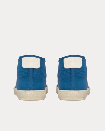 Saint Laurent SL/39 Court Classic Nylon & Leather Navy / Coffee White Mid Top Sneakers - 4