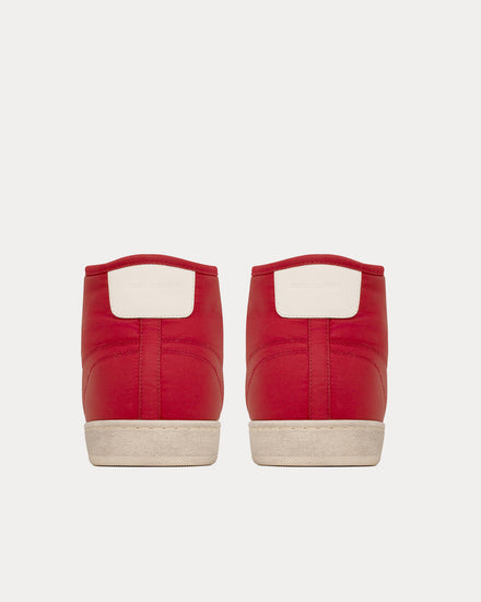 Saint Laurent SL/39 Court Classic Nylon & Leather Red / Coffee White Mid Top Sneakers - 4