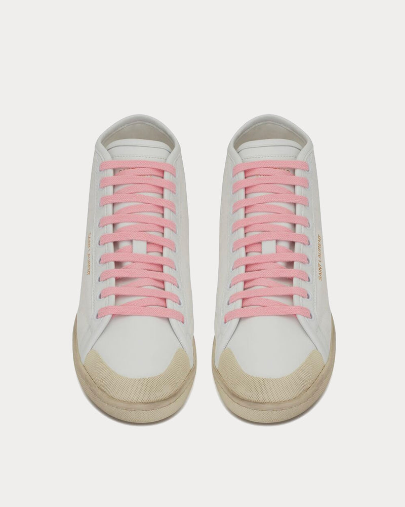 Saint Laurent Court Classic Sl/39 Canvas And Leather Off-White Mid Top Sneakers - 2