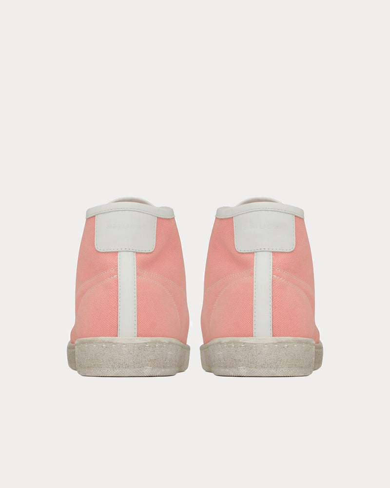 Saint Laurent Court Classic Sl/39 Canvas And Leather Eros Pink High Top Sneakers - 3