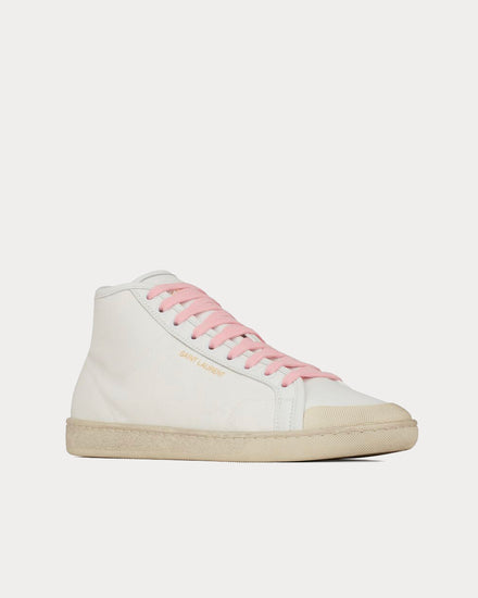 Saint Laurent Court Classic Sl/39 Canvas And Leather Off-White Mid Top Sneakers - 3