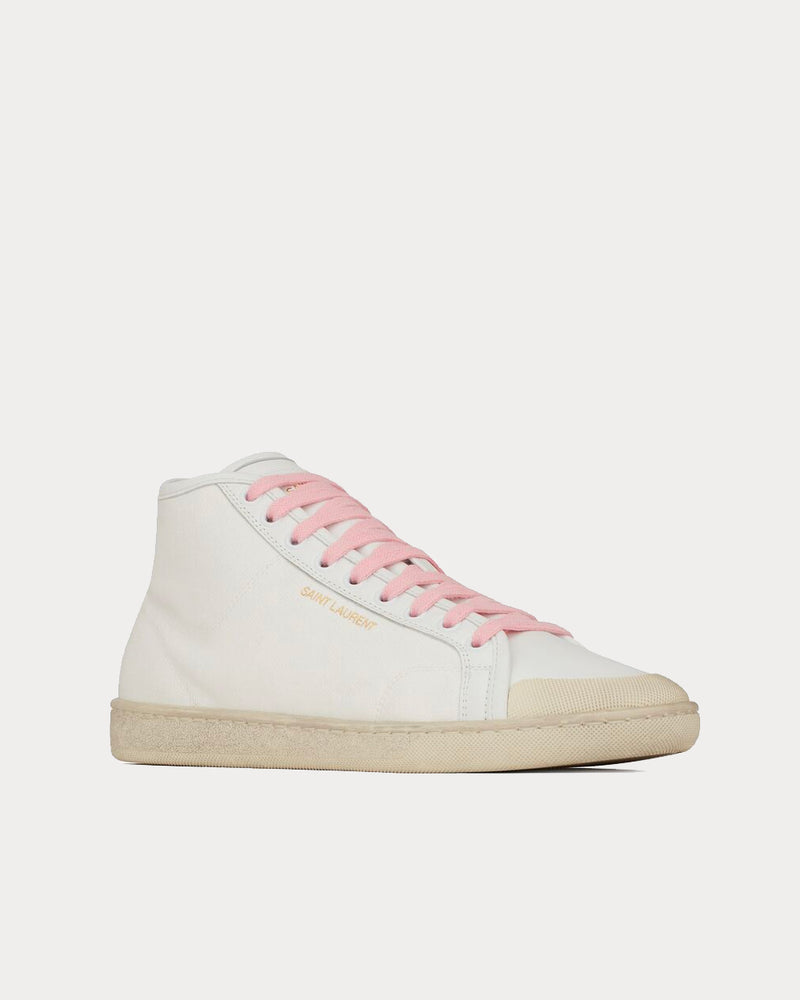 Saint Laurent Court Classic Sl/39 Canvas And Leather Off-White Mid Top Sneakers - 3