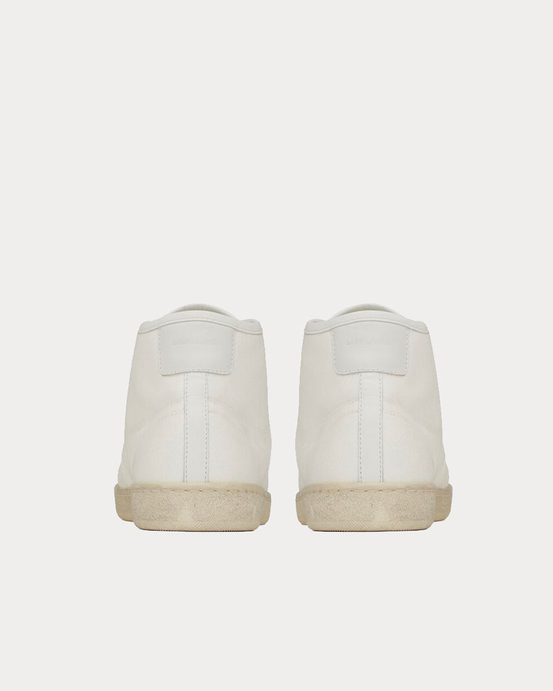 Saint Laurent Court Classic Sl/39 Canvas And Leather Off-White Mid Top Sneakers - 4