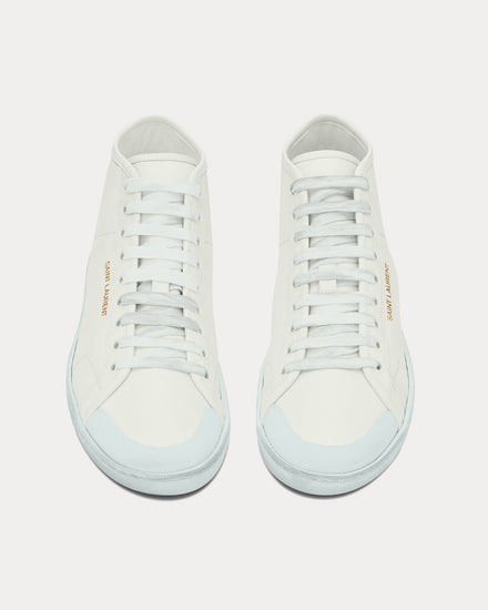 Saint Laurent SL/39 Court Classic Grained Leather White / Blue Mid Top Sneakers - 2