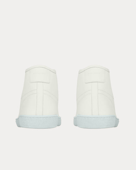 Saint Laurent SL/39 Court Classic Grained Leather White / Blue Mid Top Sneakers - 4