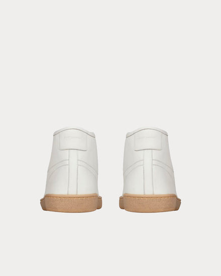 Saint Laurent Court Classic Sl/39 Grained Leather Ivory Mid Top Sneakers - 4