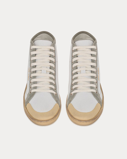 Saint Laurent SL/39 Court Classic Leather & Suede Blanc Optique / Paris Roof Mid Top Sneakers - 2