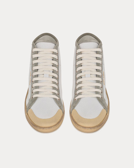 Saint Laurent SL/39 Court Classic Leather & Suede Blanc Optique / Paris Roof Mid Top Sneakers - 2